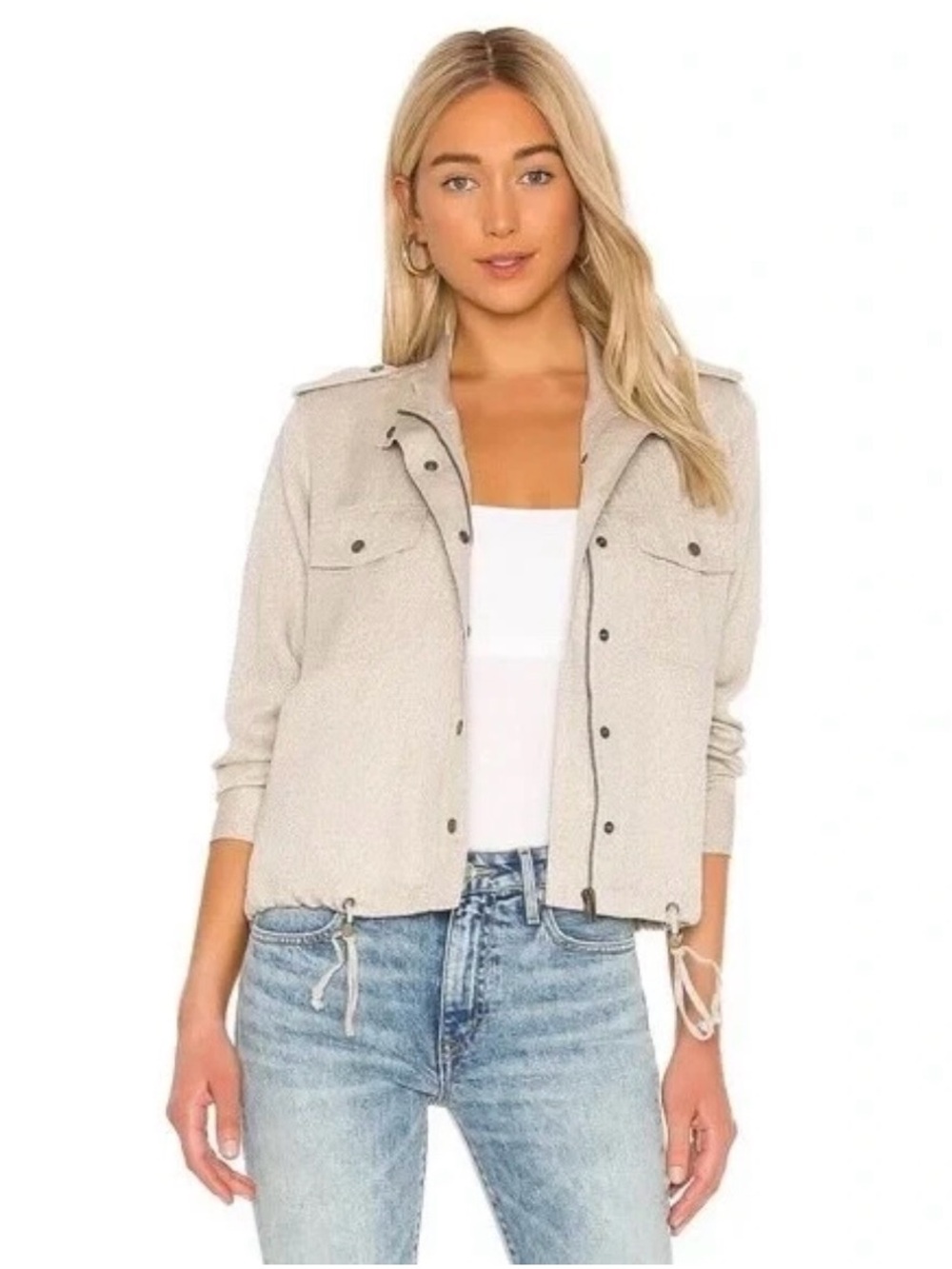 Rails Collins Jacket White Mini Cheetah Size Womens Medium Beige Utility Bomber
